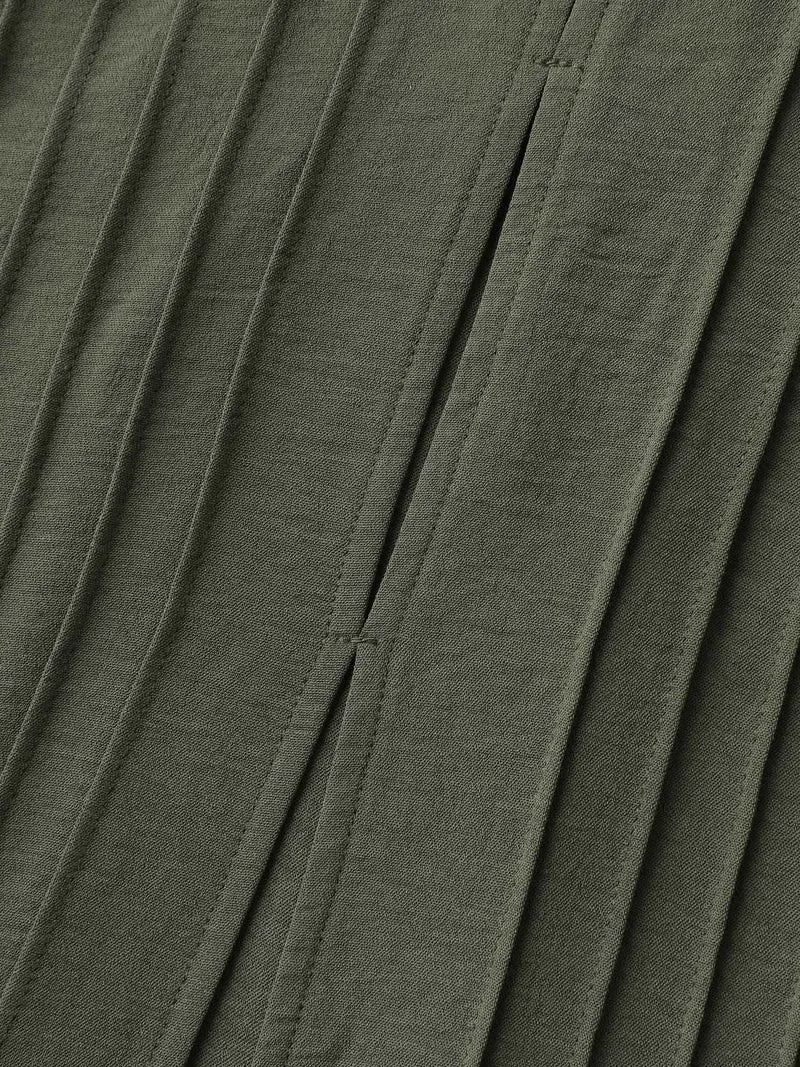 Toothpick Pleats Backless Bust Ease Midi Dress