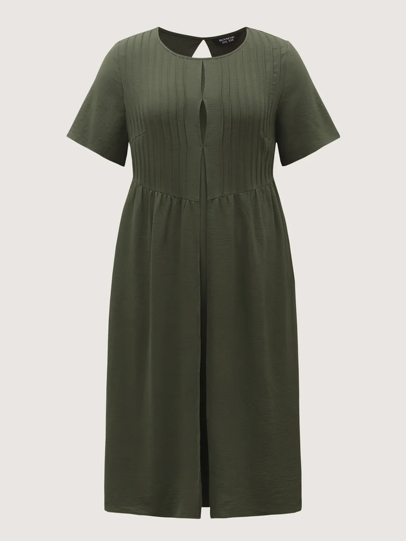 Toothpick Pleats Backless Bust Ease Midi Dress