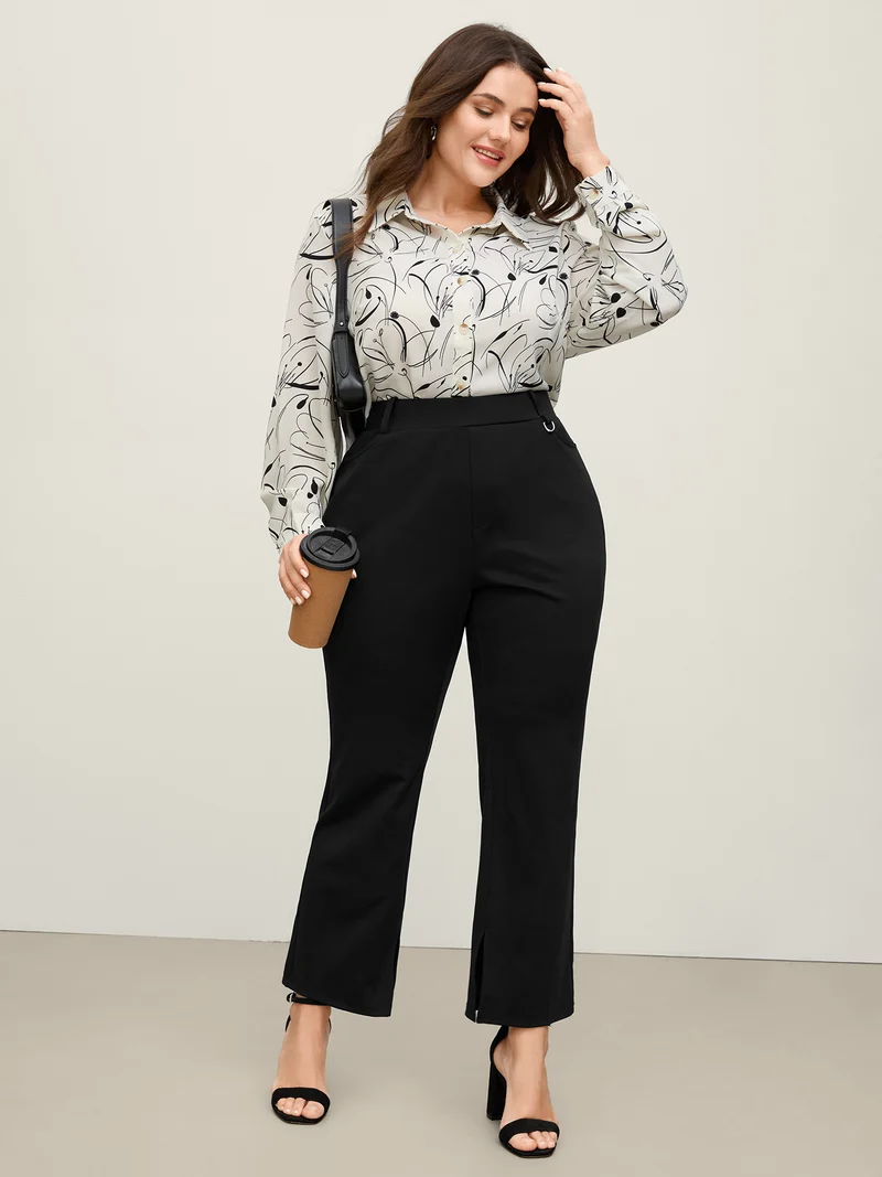 Pull-On Solid Bootcut Pants