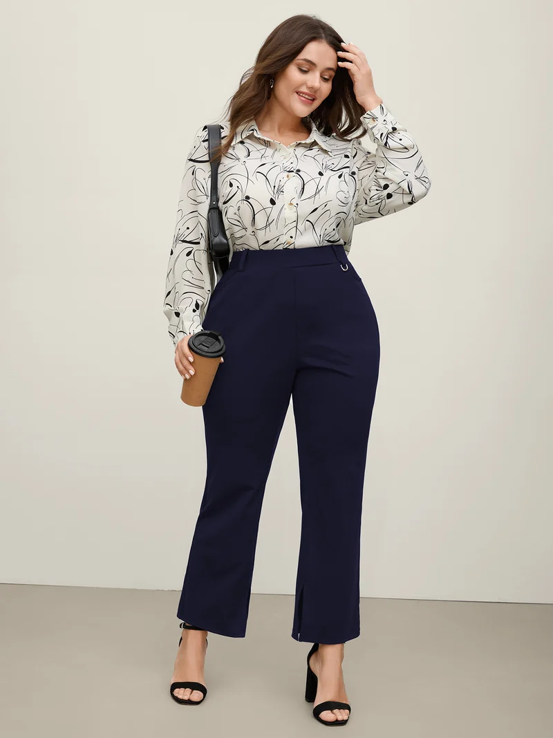 Pull-On Solid Bootcut Pants