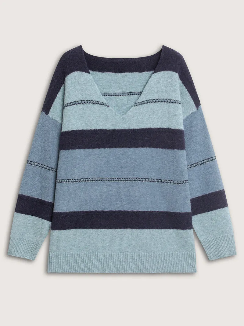 Striped Print Color Contrast Pullover