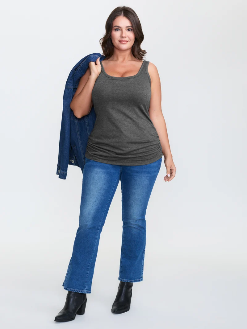Supportive Bra Pleated Fitted Tank Top