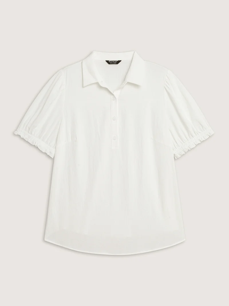 Pure Cotton Ruffled Puffy Sleeve Blouse