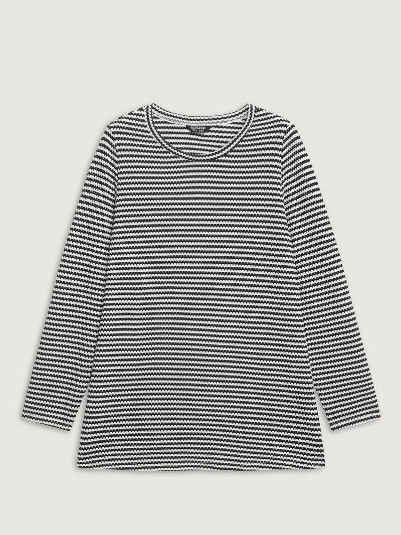 Geometric Texture Split Hem T-Shirt