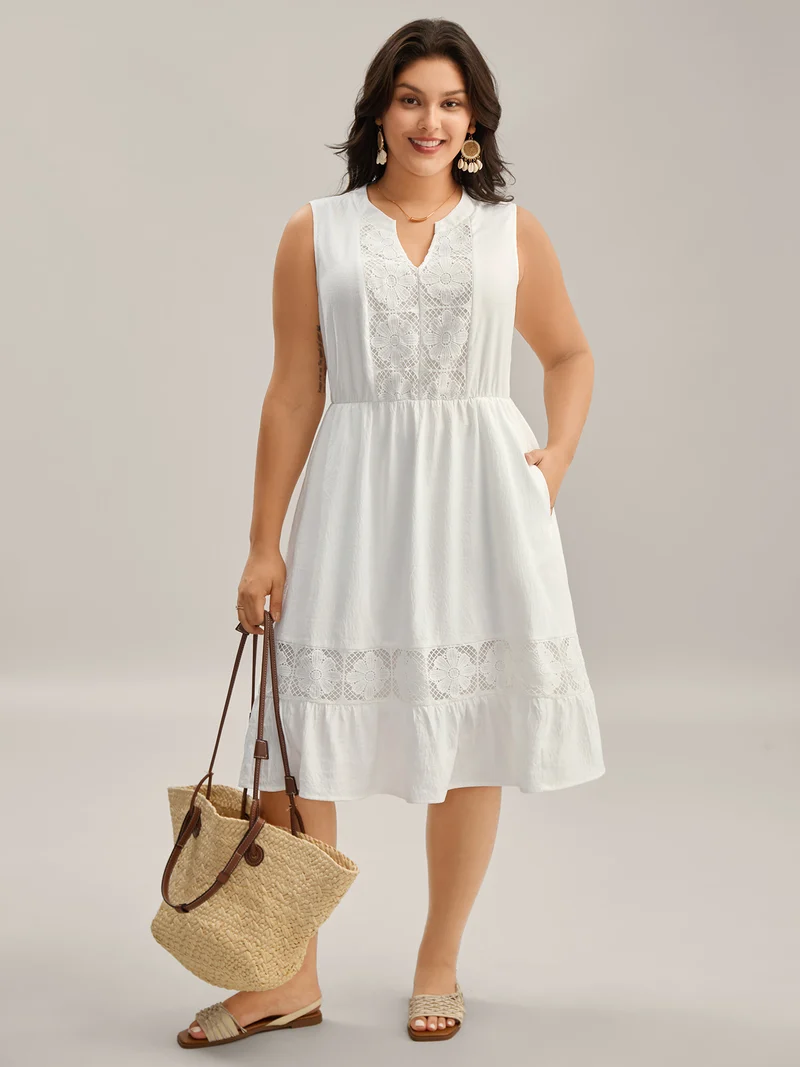 Floral Textured Solid Tiered Hem Midi Dress