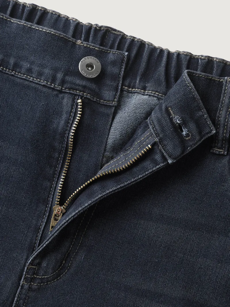 Stretchy Waist Retro Wash Wide-Leg Jeans