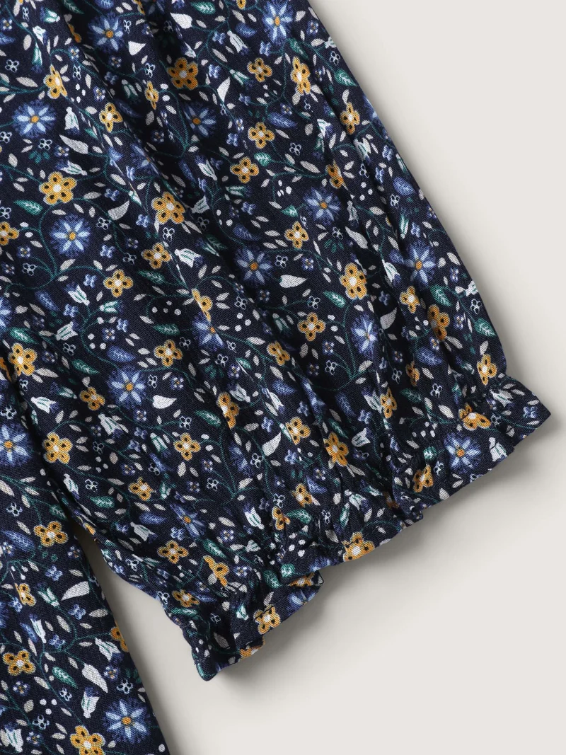Supersoft Lace Trim Floral Print V-Neck Blouse