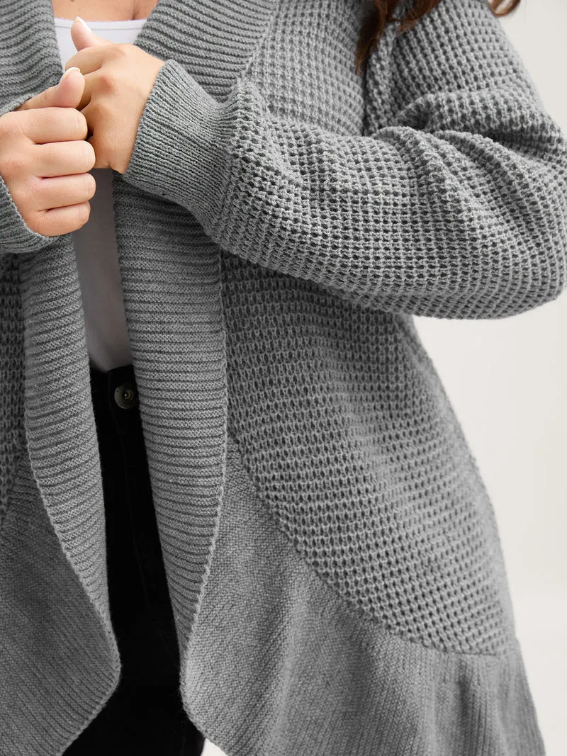 Ruffled Folded Hem Open-Front Cardigan