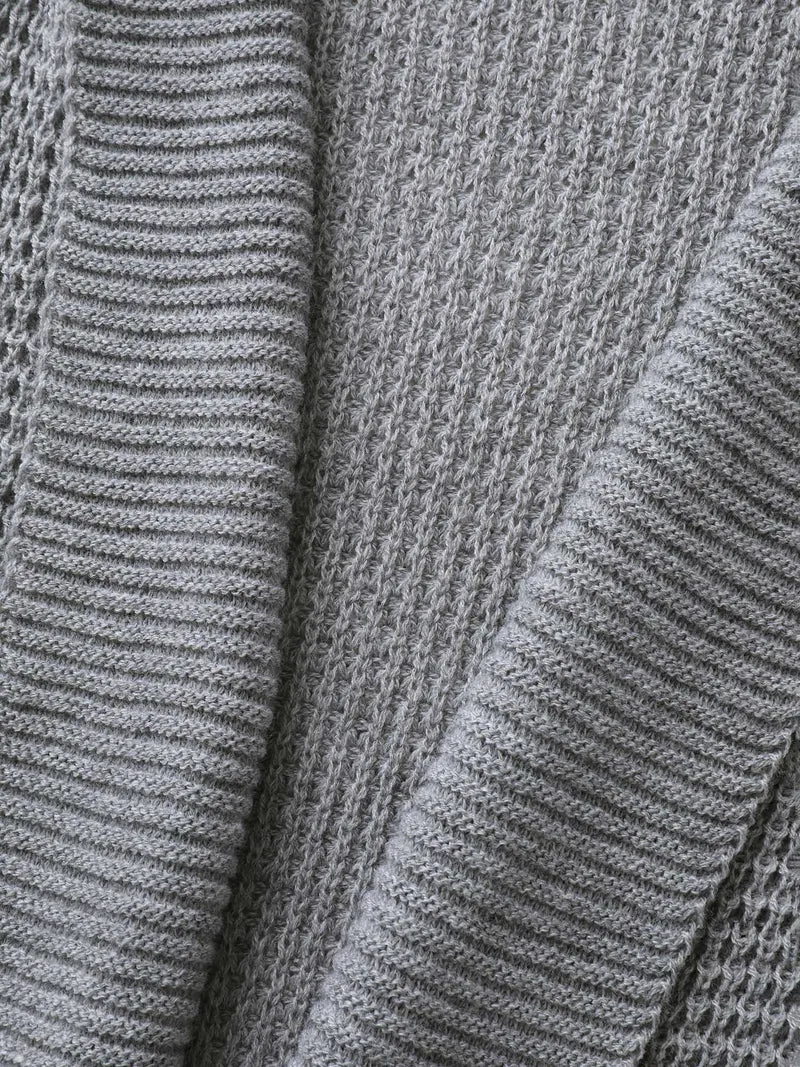 Ruffled Folded Hem Open-Front Cardigan