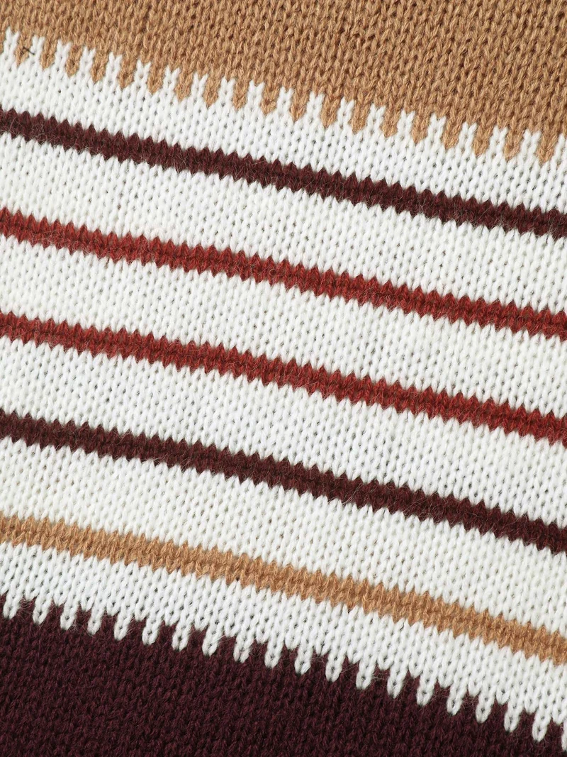 Color Block Striped Contrast Pullover
