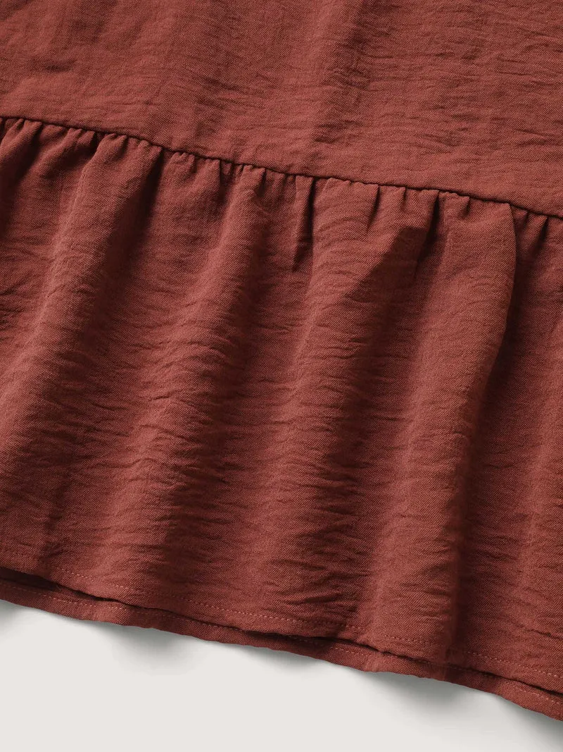 Ruffled Wide-Leg Belted Pants