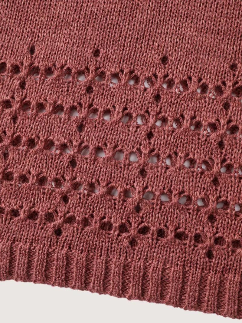 Piled Collar Cut-Out Solid Lightweight Pullover