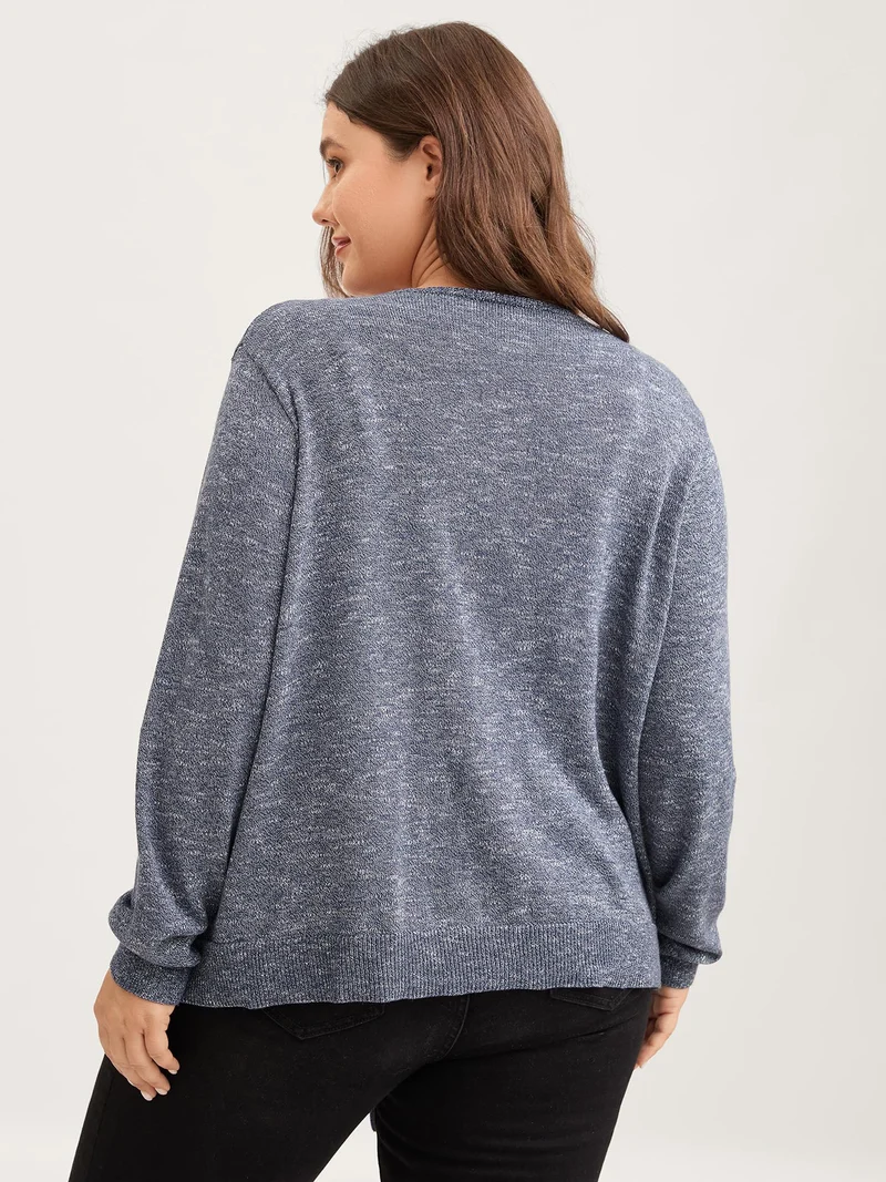 Heather Tab Sleeve Irregular Hem Knit Cardigan