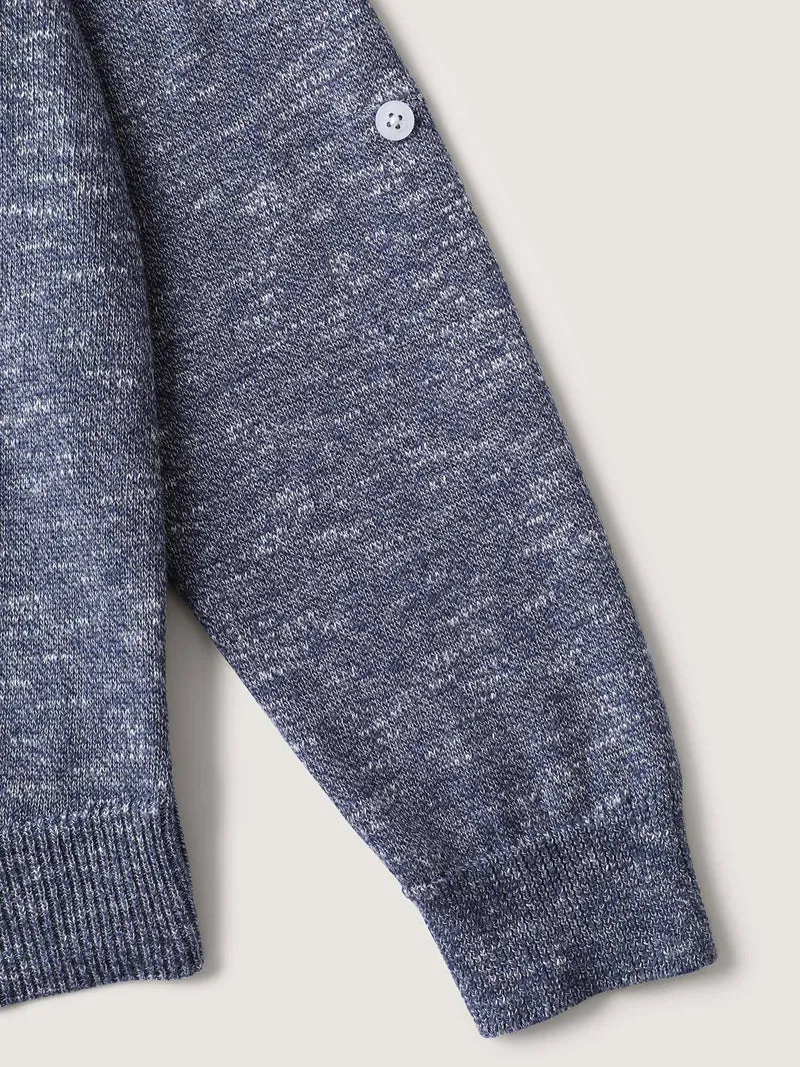 Heather Tab Sleeve Irregular Hem Knit Cardigan