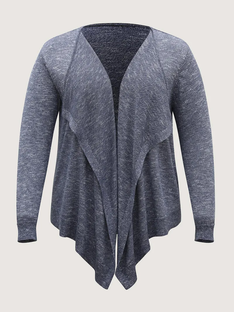 Heather Tab Sleeve Irregular Hem Knit Cardigan