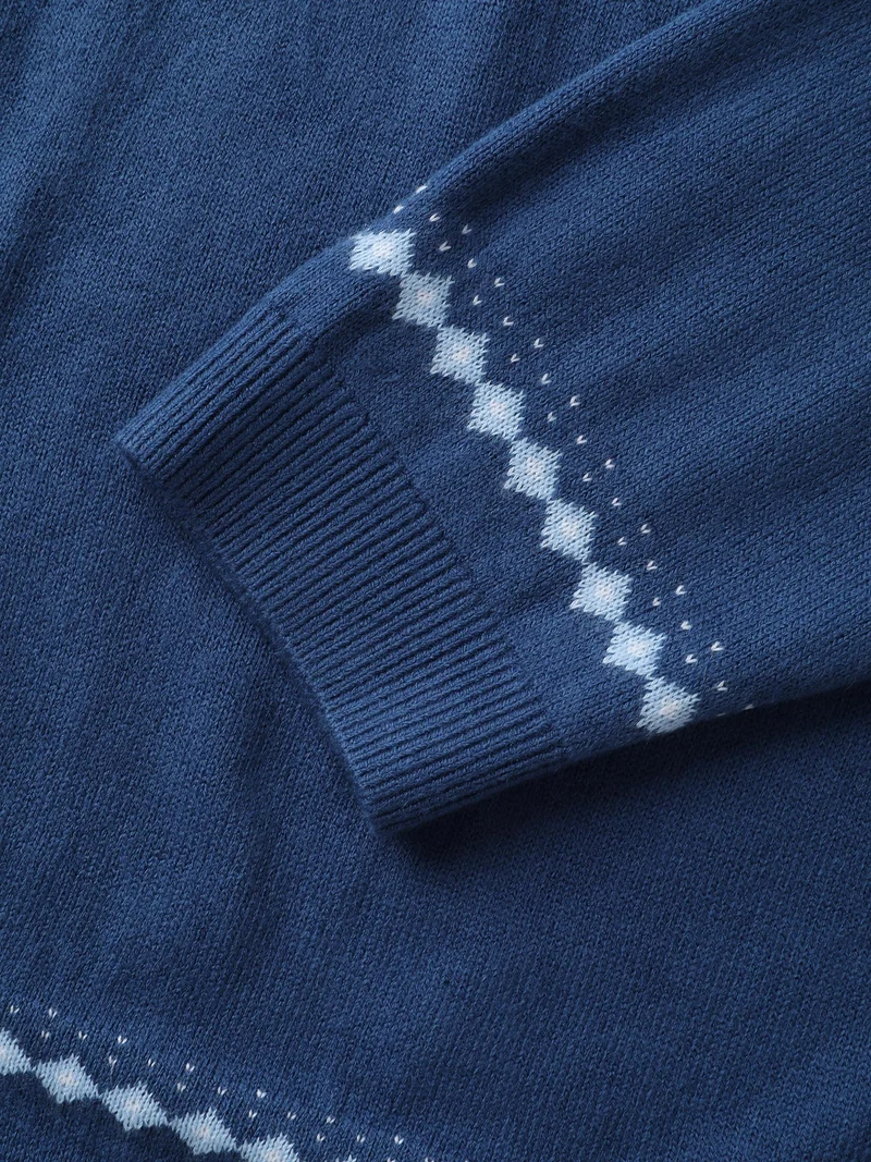 Fair Isle Jacquard Color Contrast Knit Cardigan