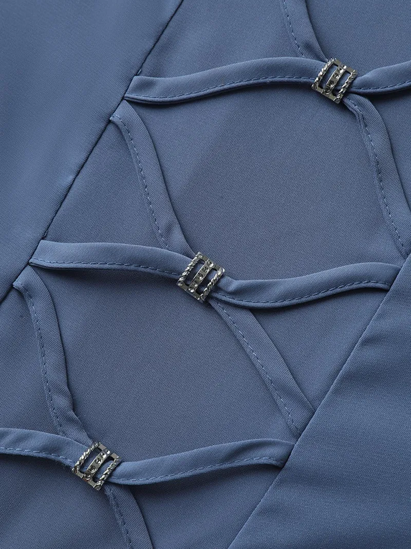 Cross-Tie Metal Detail Solid Blouse