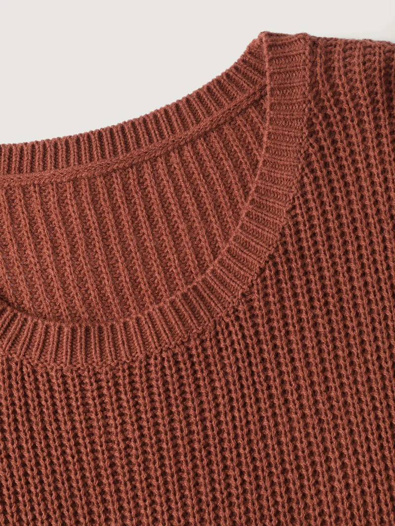 Striped Print Textured Drop Shoulder Pullover