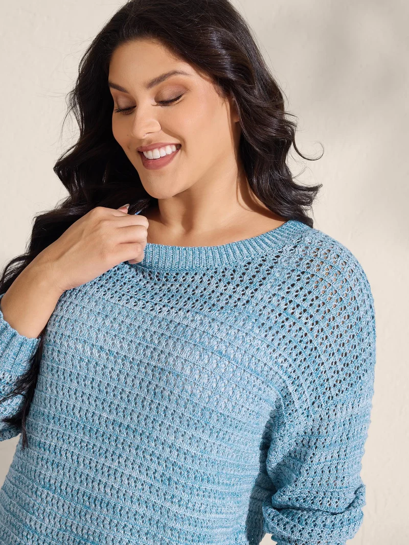 Textured Woven Color Blend Pullover
