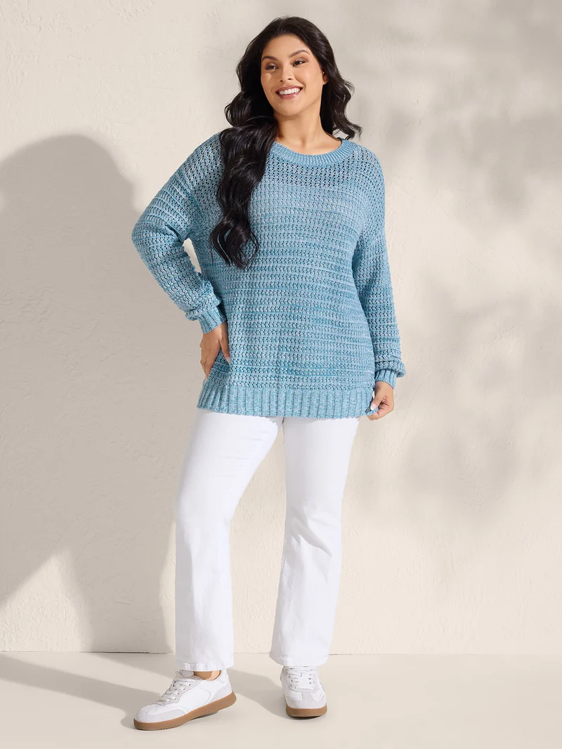 Textured Woven Color Blend Pullover