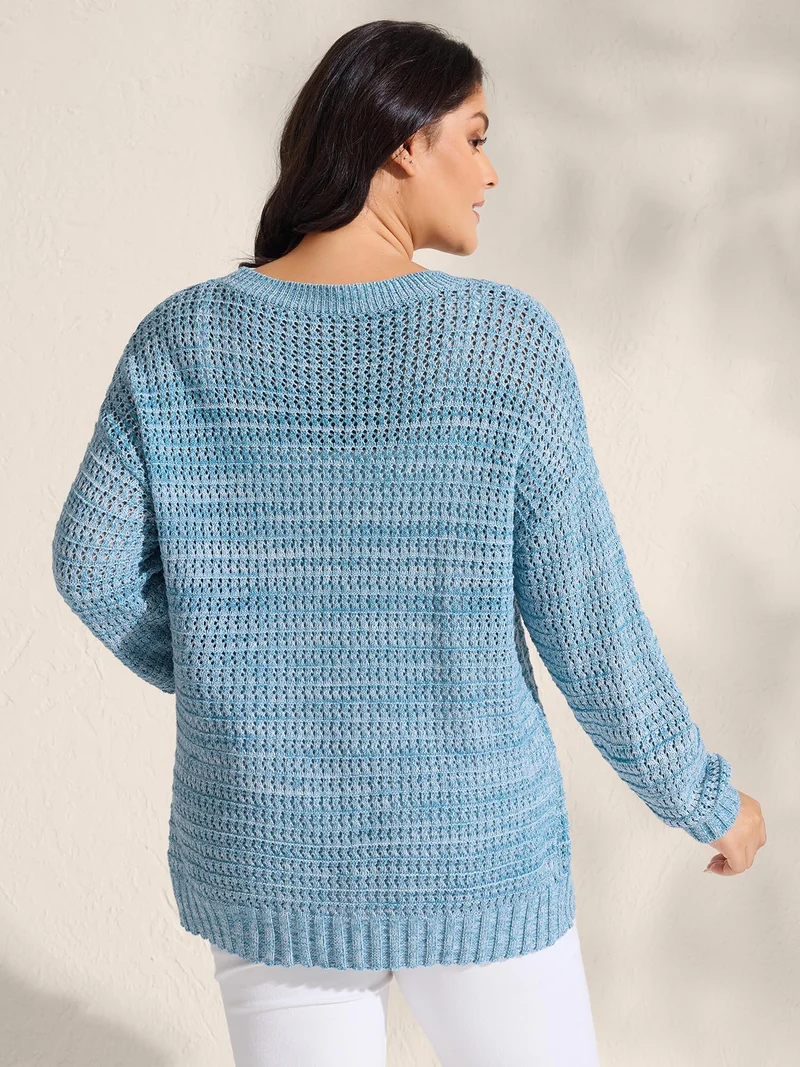 Textured Woven Color Blend Pullover