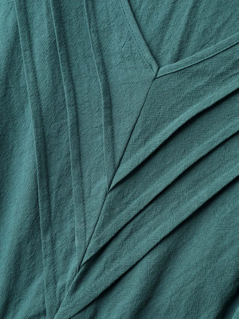 Pure Cotton Toothpick Pleats Tiered Midi Dress