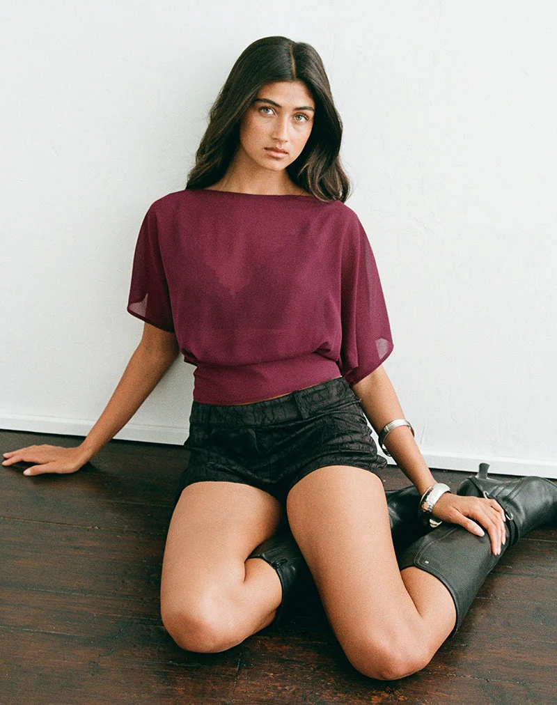 Haut Wahita en mousseline bordeaux