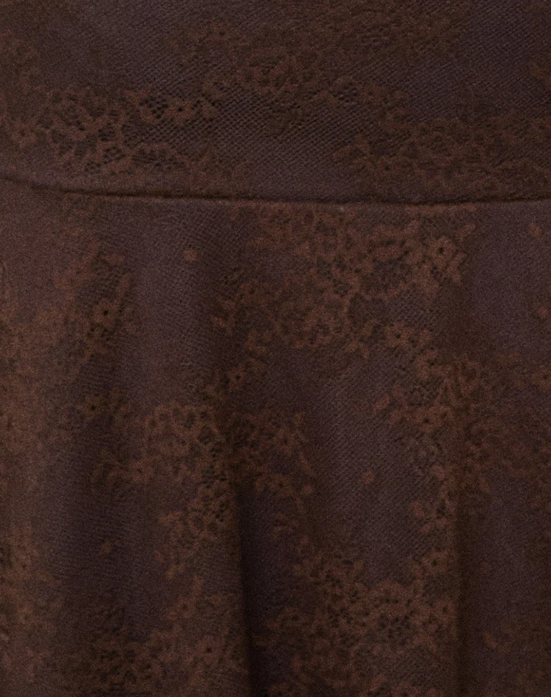 Mini-jupe drapée Velanie en dentelle couleur chocolat