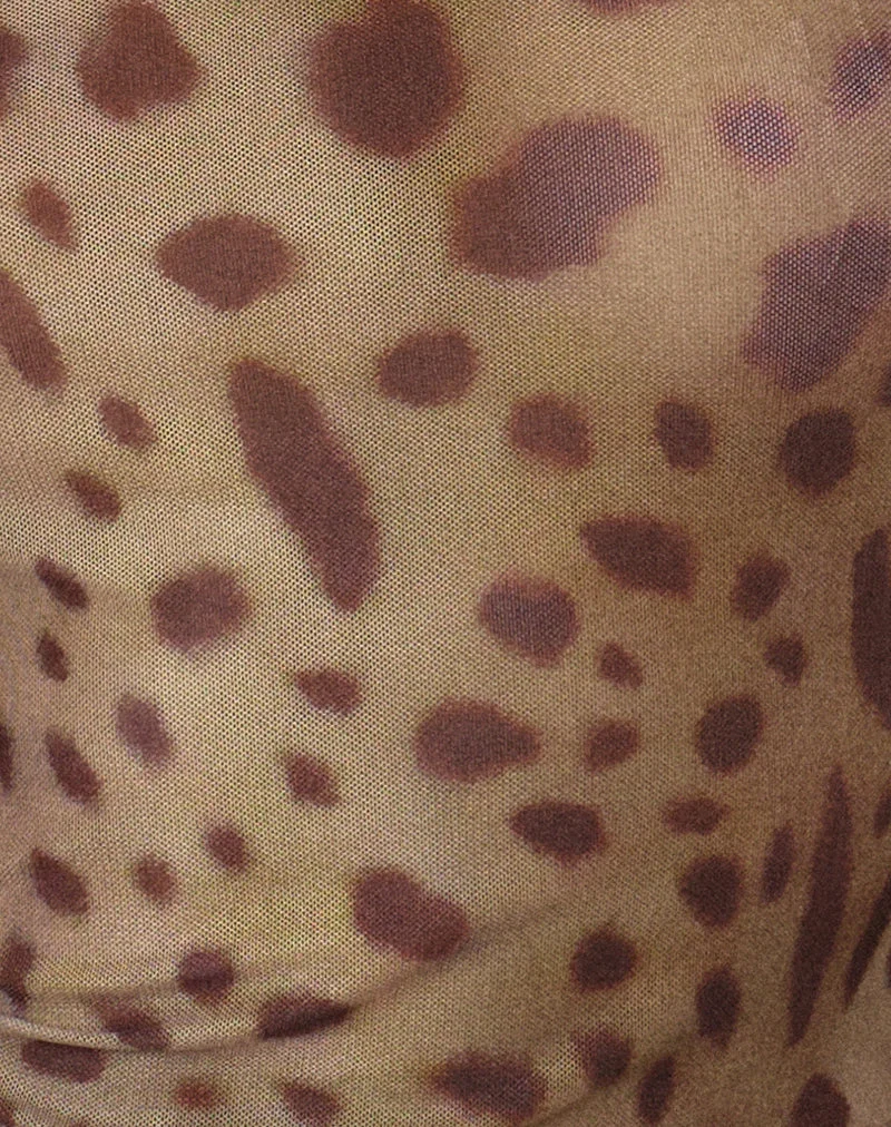 Haut à manches longues Tyanna en maille, motif léopard marron, taille L