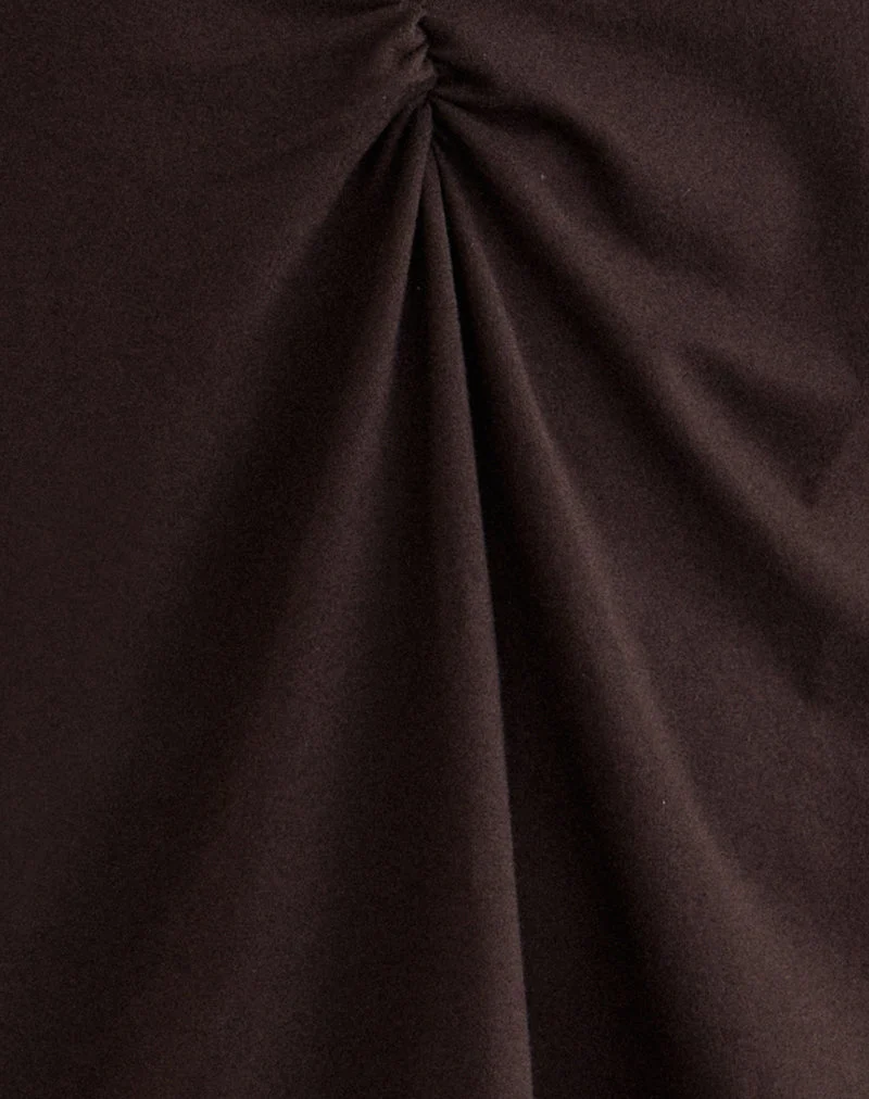 Mini-robe Sundari en jersey de rayonne, couleur marron chocolat
