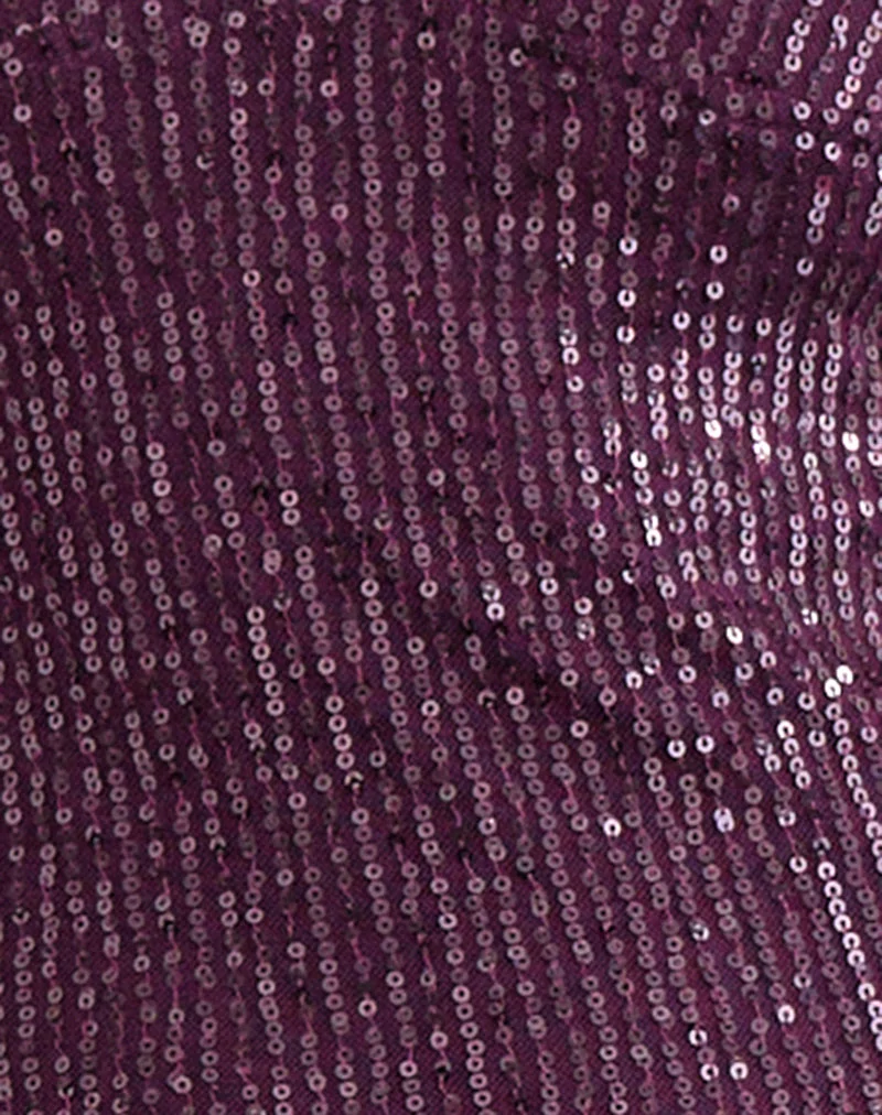Robe midi asymétrique Quinn, à paillettes, violet foncé