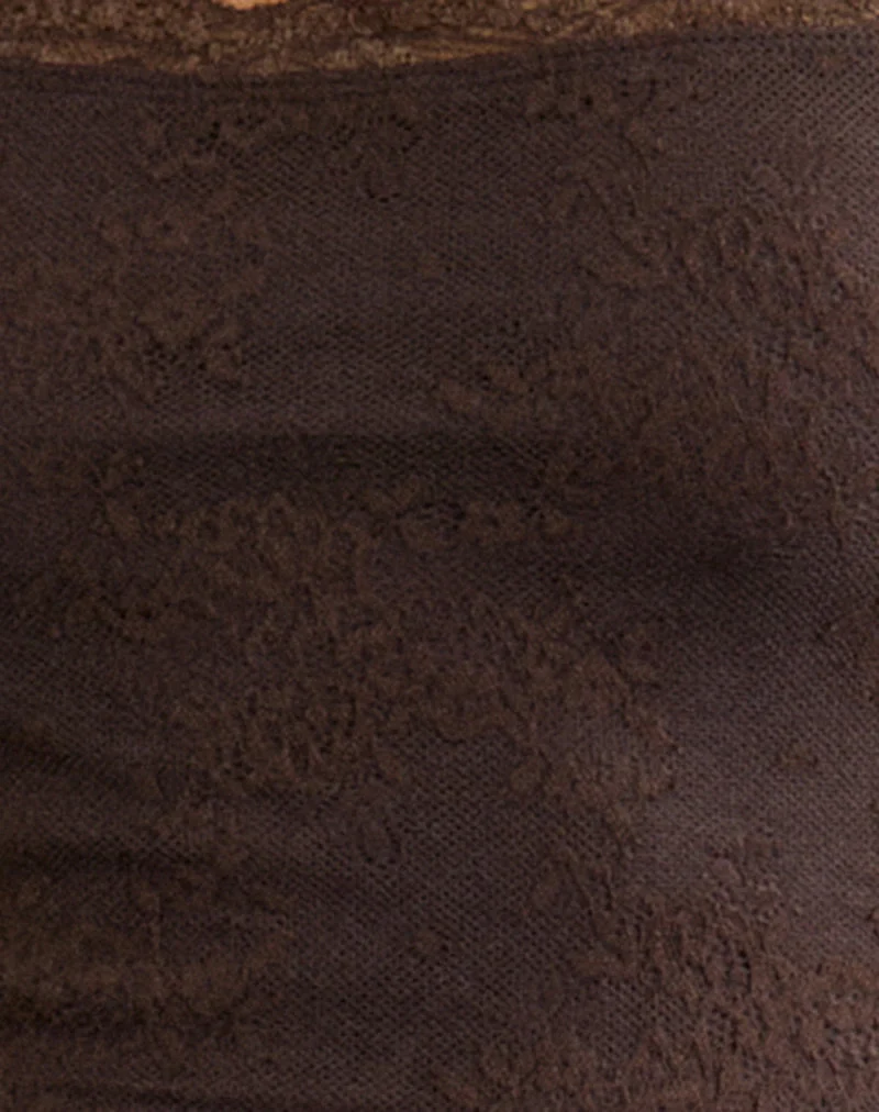Robe longue Madrid en dentelle couleur chocolat