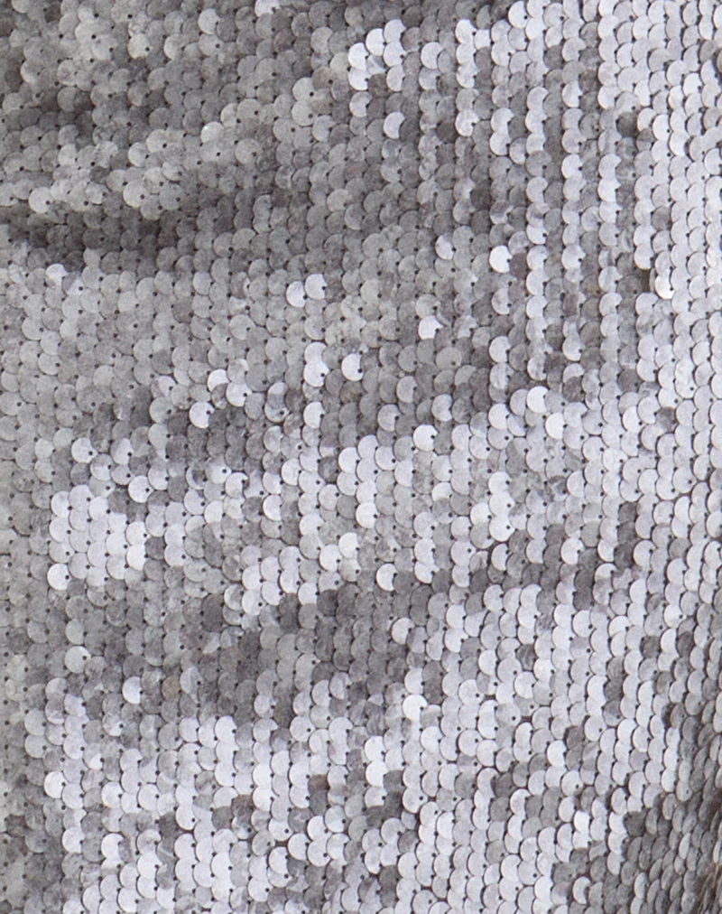 Jupe midi « Slip » Jihyo, argentée à paillettes en forme de disques