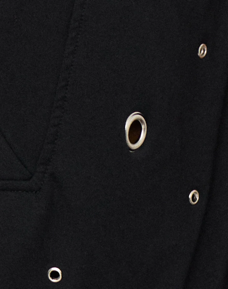 Robe Chukaya à œillets en jersey de rayonne, noire