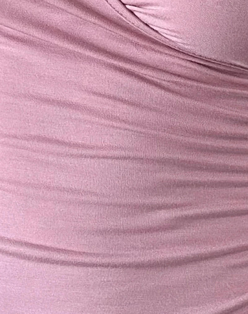Haut croisé à manches longues Migu, couleur Coral Blush