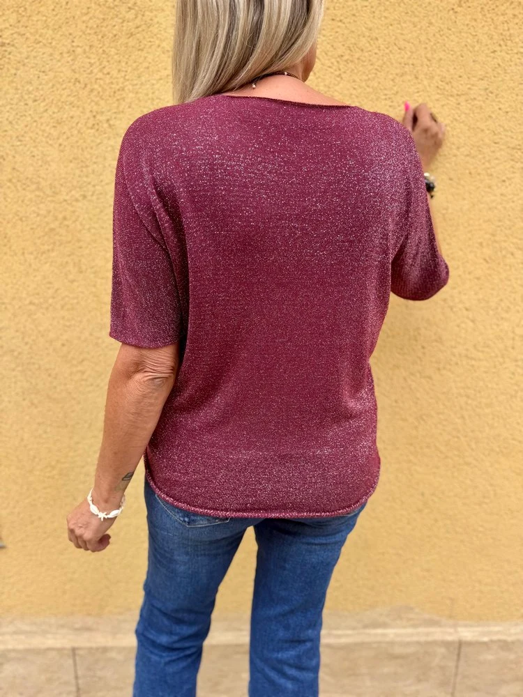 Teeshirt brillant Julio prune