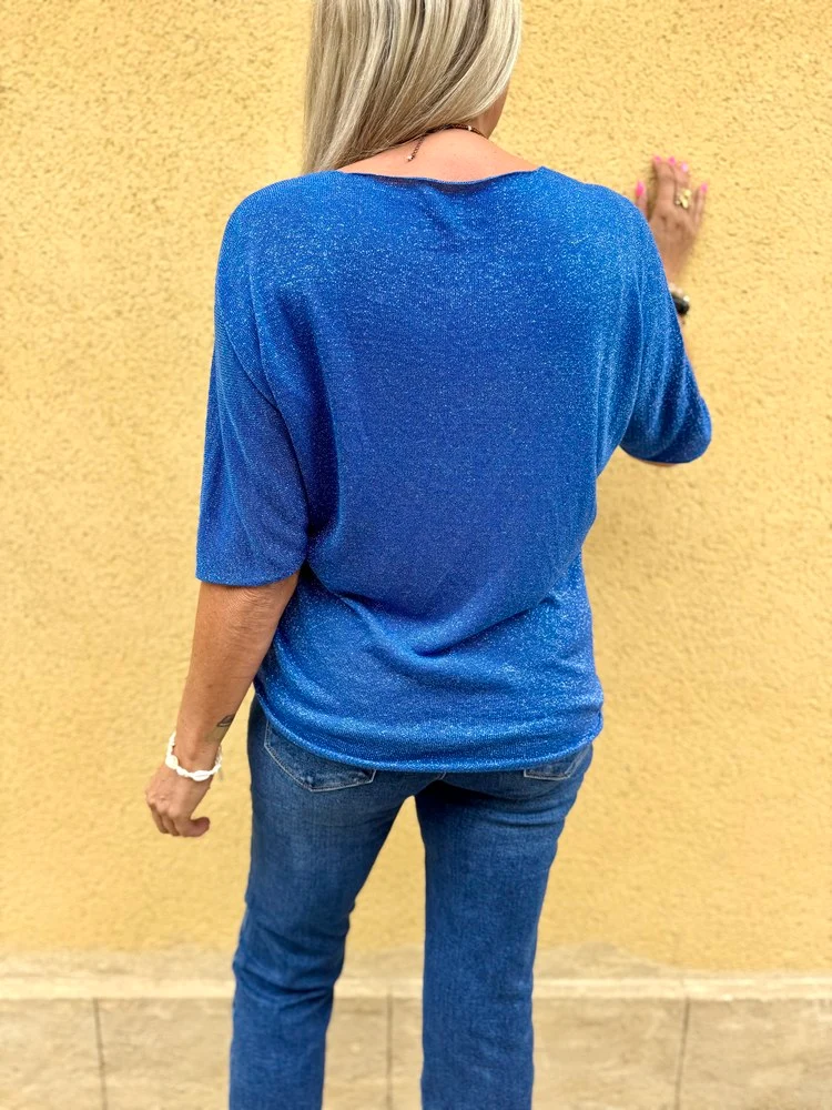 Teeshirt brillant Julio bleu roi
