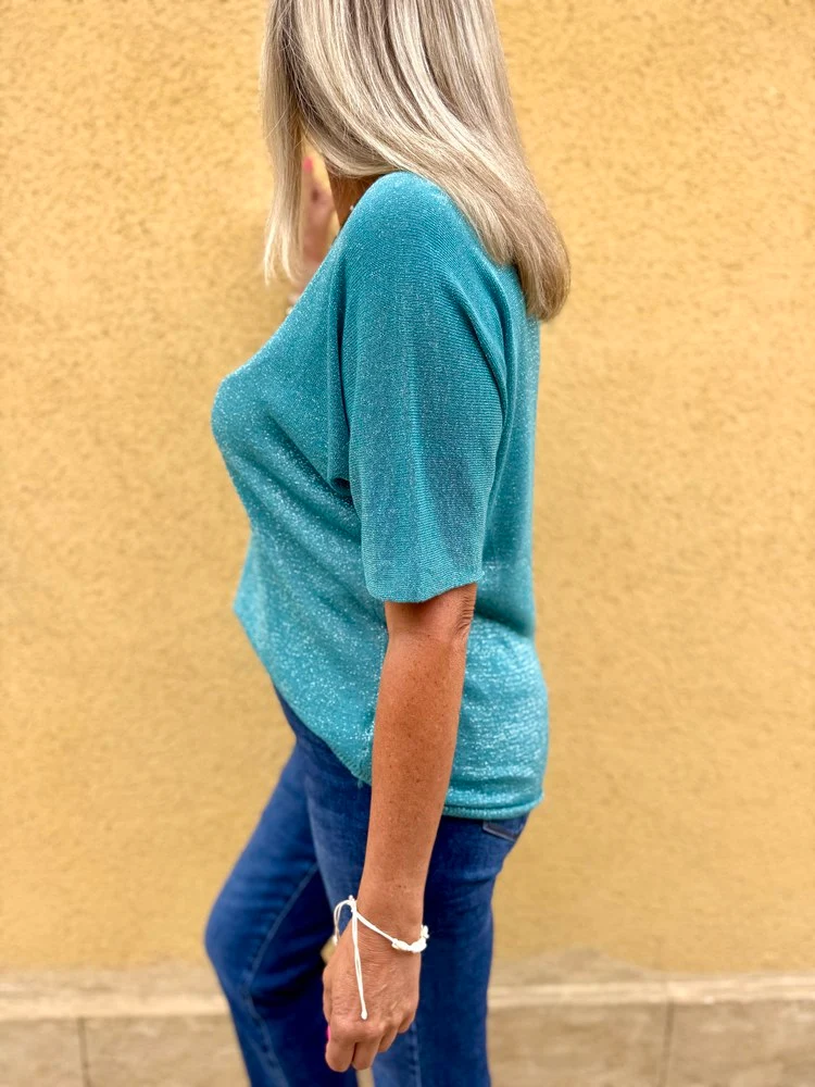 Teeshirt brillant Julio turquoise