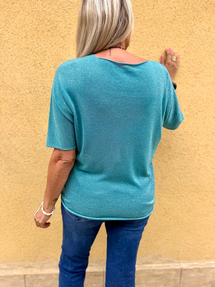Teeshirt brillant Julio turquoise