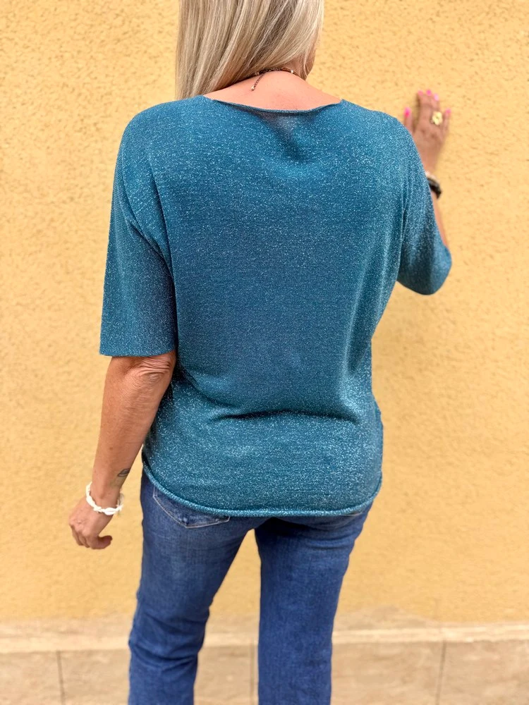 Teeshirt brillant Julio bleu canard