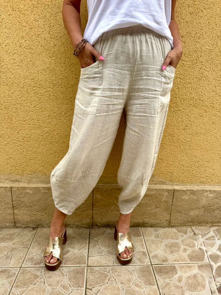 Pantalon en lin Angelo beige