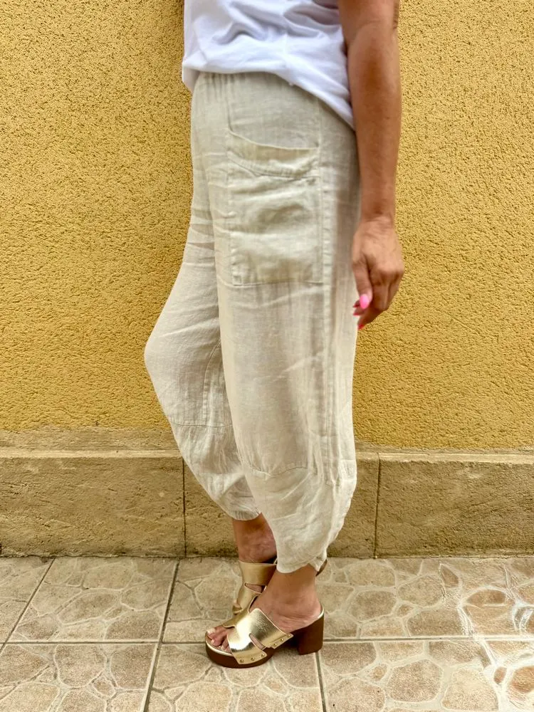 Pantalon en lin Angelo beige