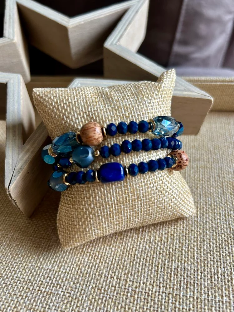 Bracelet 3 brins Sylvio bleu