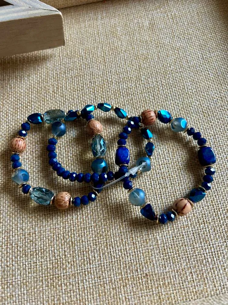 Bracelet 3 brins Sylvio bleu