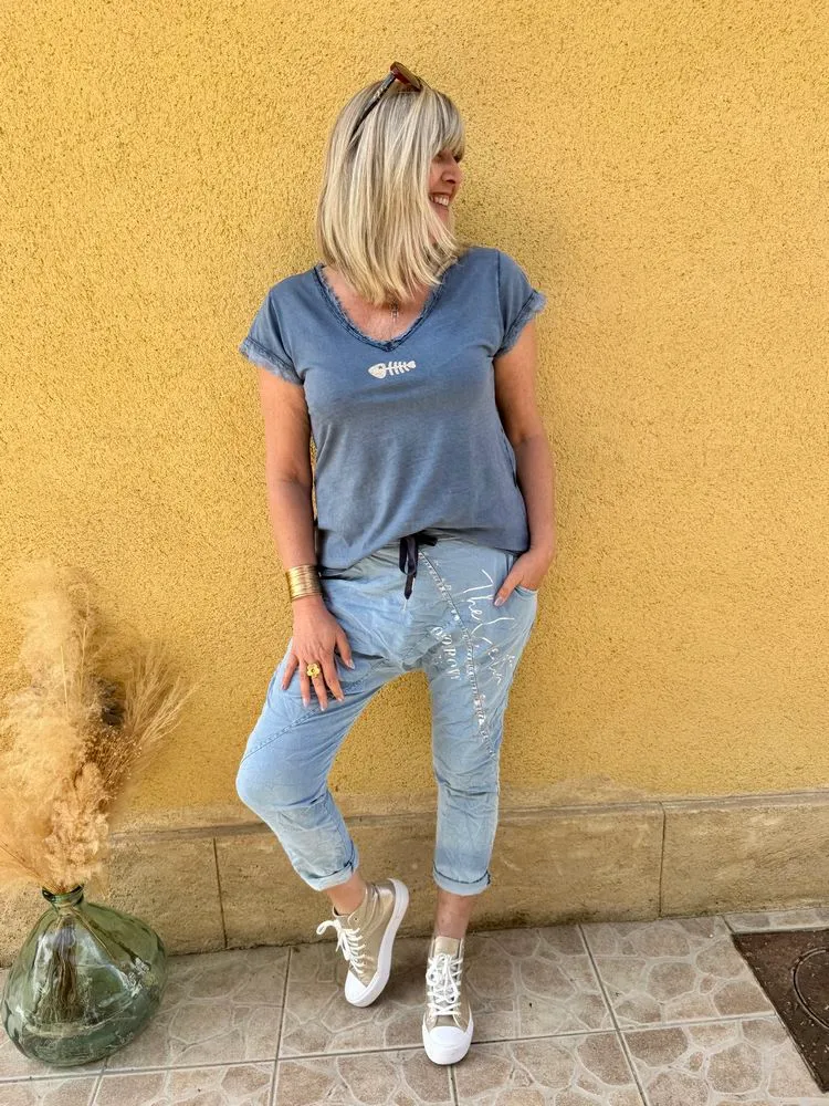 Teeshirt Poisson bleu jean foncé