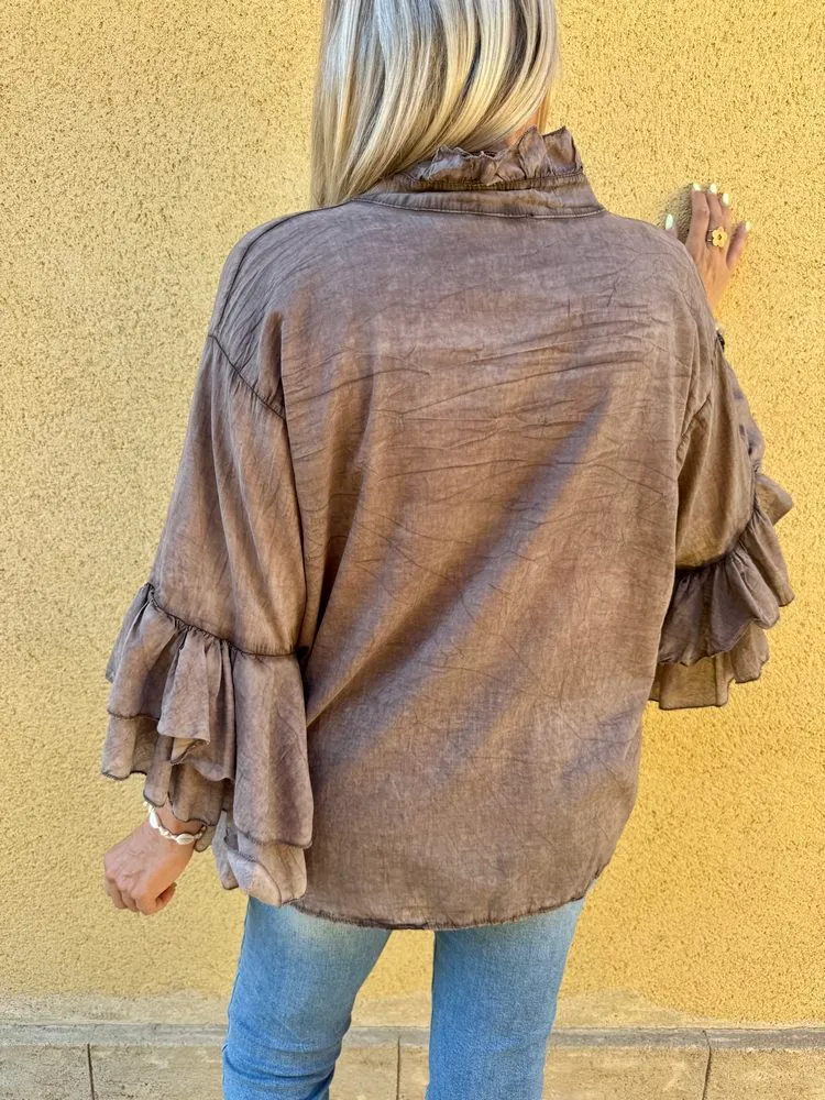 Chemise Lolita marron glacé