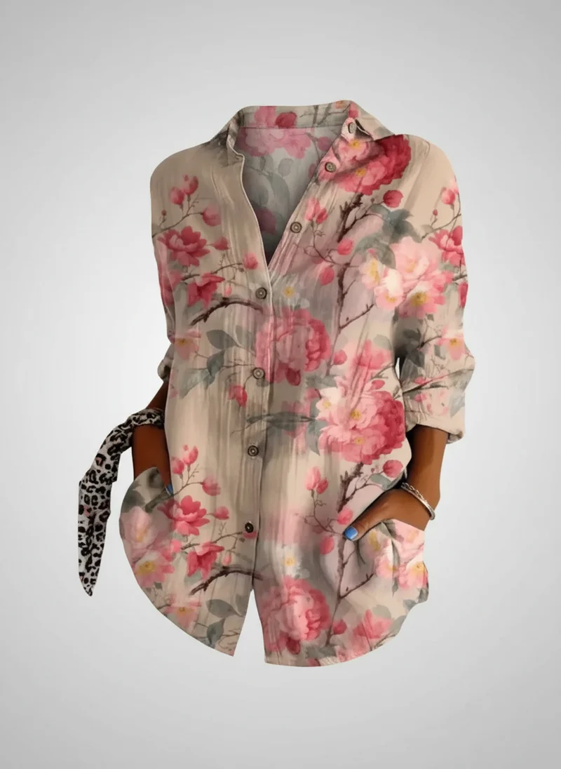 Blouse florale boutonnée