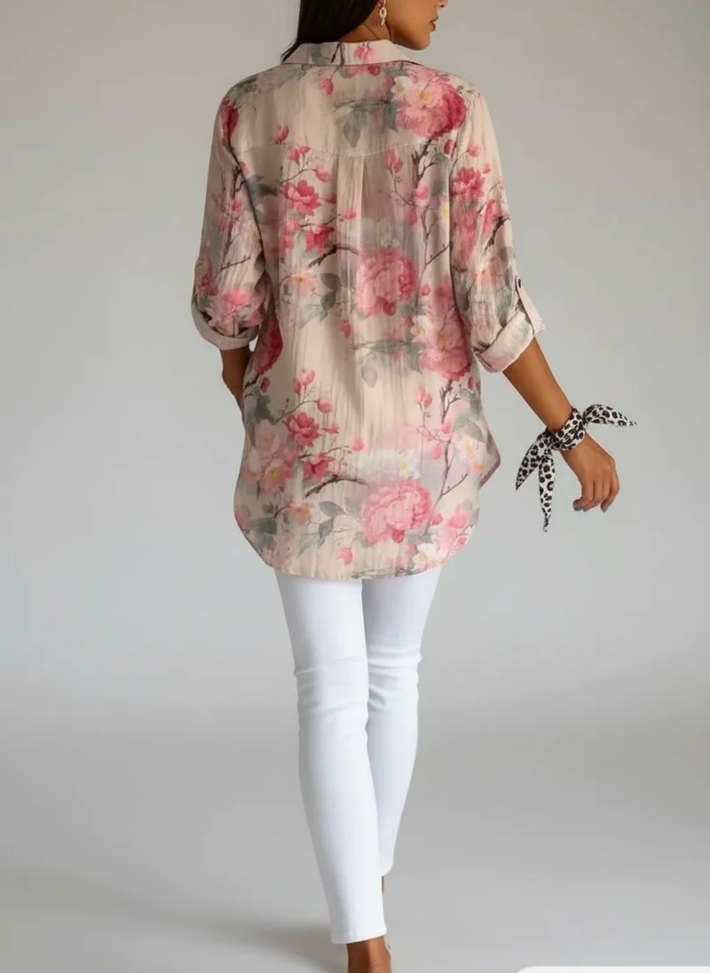 Blouse florale boutonnée