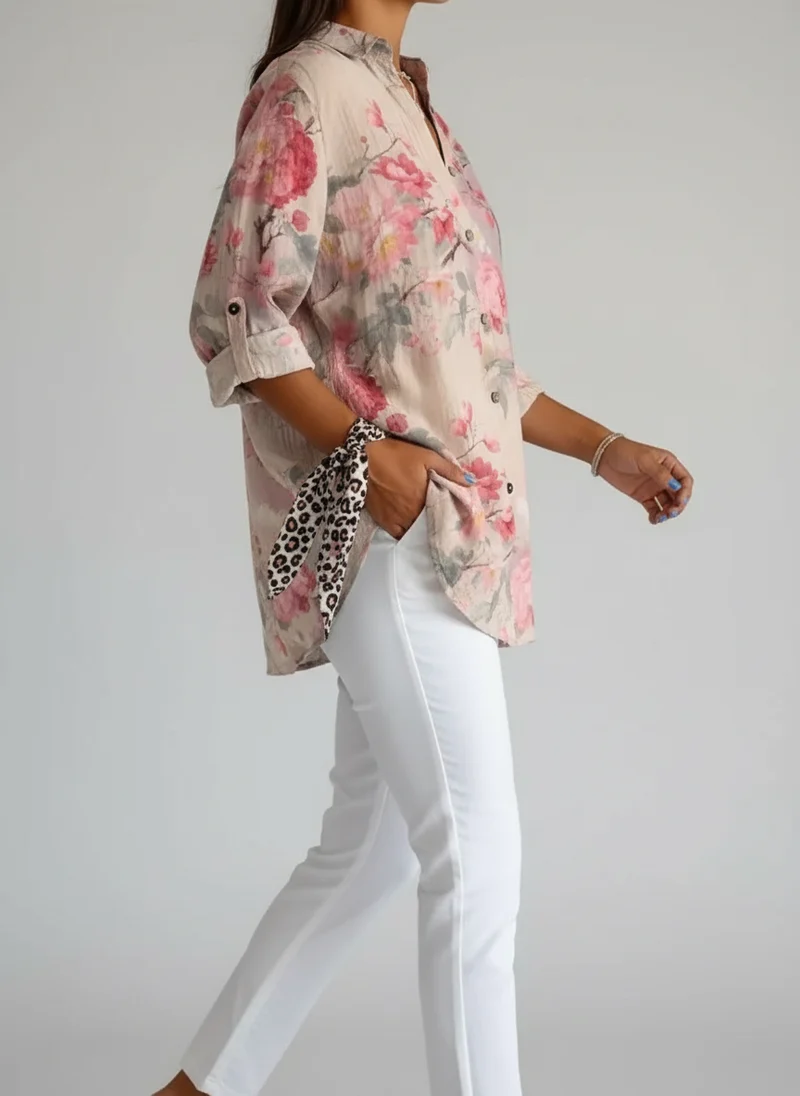 Blouse florale boutonnée