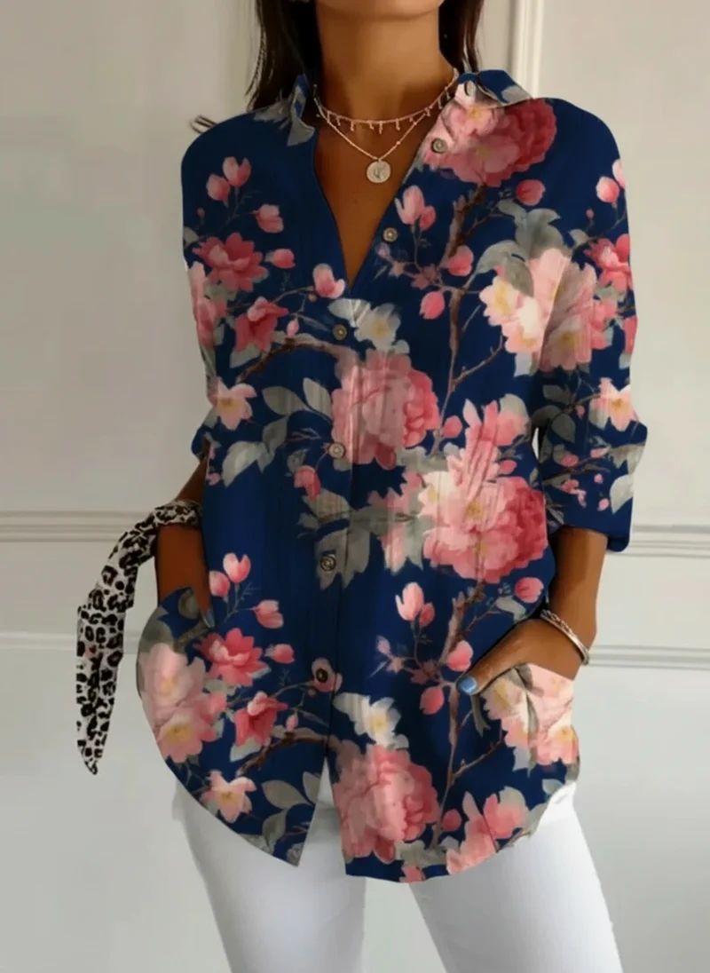 Blouse florale boutonnée